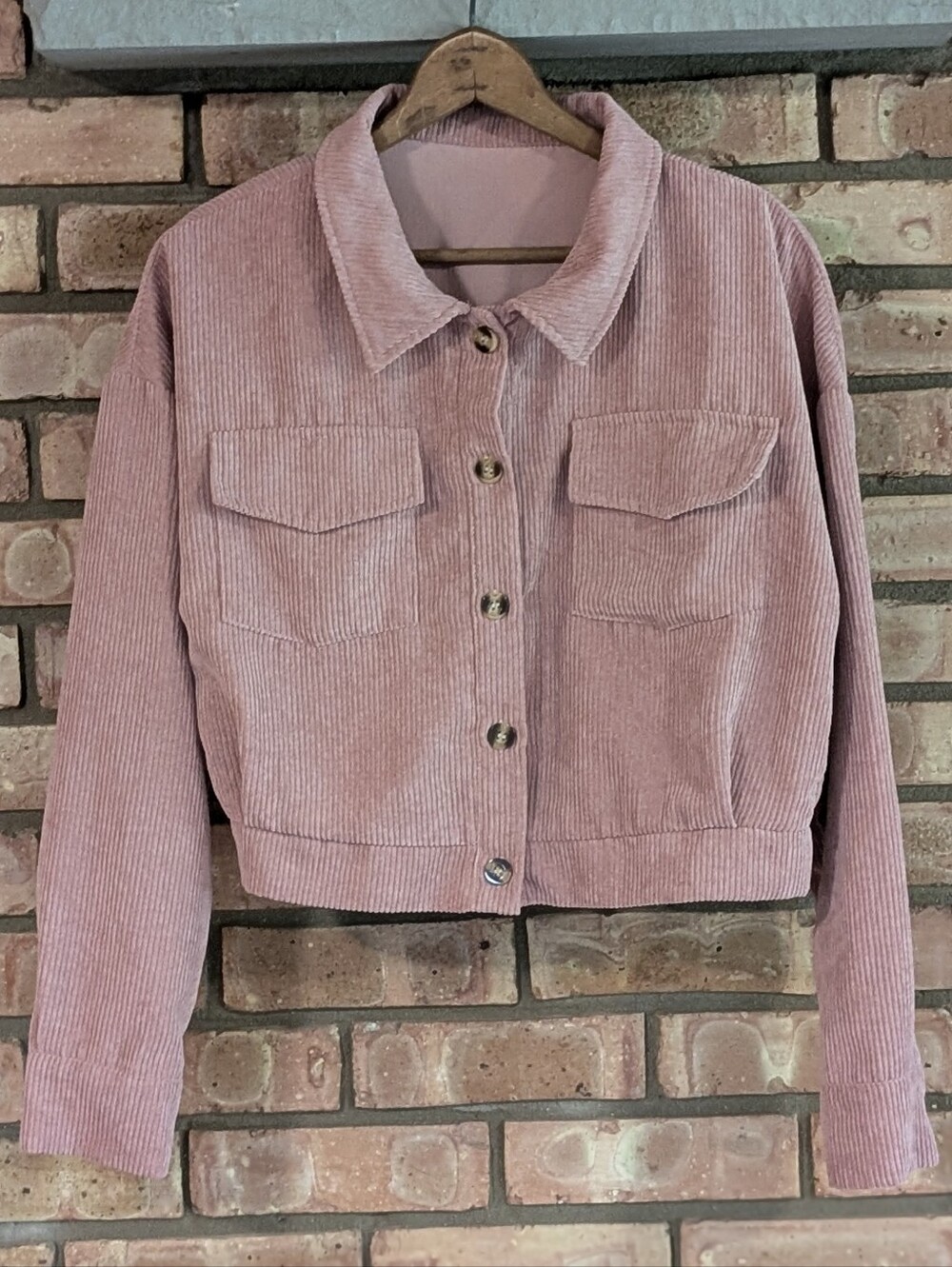 SHEIN Corduroy Mauve Pink Cropped Jacket